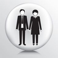 Round Icon With Businessman And Businesswoman