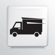 Square White Icon With Silhouette Delivery Courier Service Truck
