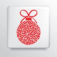 Square Icon With Red Polka Dotted Christmas Ornament and Bow