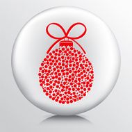 Round Icon With Red Polka Dotted Christmas Ornament and Bow