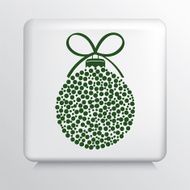 Square Icon With Green Polka Dotted Christmas Ornament and Bow