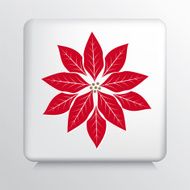 Square Icon With a Big Red and White Poinsetta Silhouette