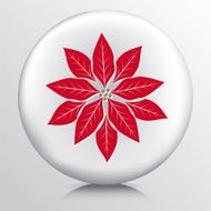 Square Icon With a Big Red and White Poinsetta Silhouette N2