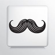 Square Icon With Large Bicycle Handled Shaped Moustache Black Silhouette