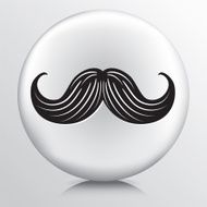 Closeup of cartoon curled mustache on white sphere