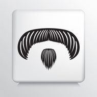 Back and white square icon of moustache goatee