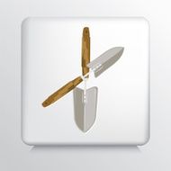 Square Icon With Two Criss-crossed Garden Hand Trowels