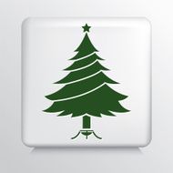 Square Icon With Christmas Tree Green Silhouette in Stand