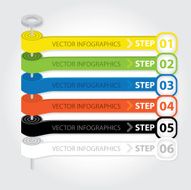 Infographics steps ribbon chart design