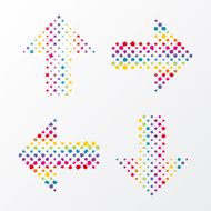 arrow made ââup of small colorful shapes
