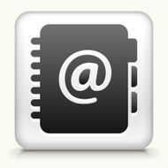 White square button with grey icon of folder and email sign on the front