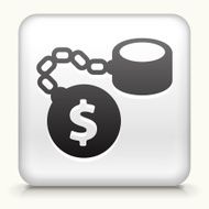 Square Button with Money Ball &amp; Chain interface icon