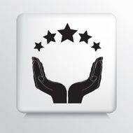 Square Icon With Two Hands Cupping Five Stars Silhouette