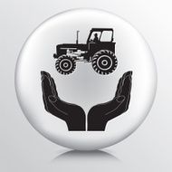 Round Icon with two hands a tractor