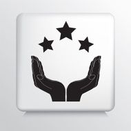 Square Icon With Two Hands Cupping Three Stars Silhouette