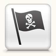 Square Button with Pirate Flag interface icon N2