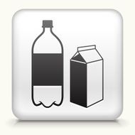 Square Button with Plastic Bottle and Cardboard Container