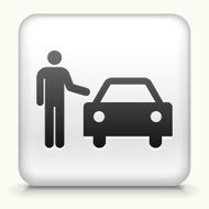 Square Button with Car Driver and Vehicle