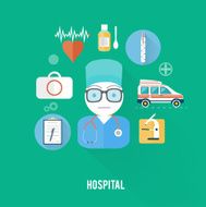 Hospital concept with item icons N2
