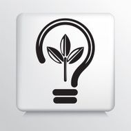 Square Icon With Green Leaf Ideas Light Bulb