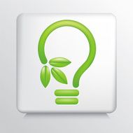 Square Icon With Green Leaf Ideas Light Bulb N2