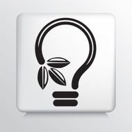 Square Icon With Green Leaf Ideas Light Bulb N3