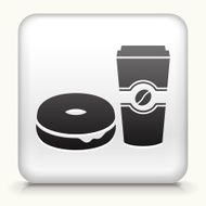Square Button with Bagel &amp; Coffee interface icon N2