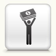 Square Button with Holding Big Bucks interface icon