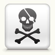 Square Button with Pirate Skull &amp; Bones