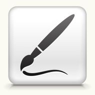 Square Button with Paint Brush and Stroke