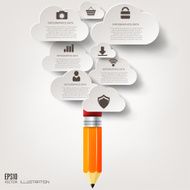 Pencil icon Flat abstract background with web icons Interface symbols N2