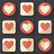 Colorful heart icons set (flat design)