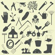 Garden work icon set Working tools N4