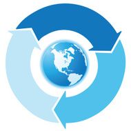 blue three arrows cycle infographic