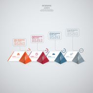 Modern template with glossy pyramids and strips of paper