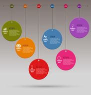 Time line info graphic colored round design template N2