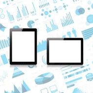Tablet PC on infographic background