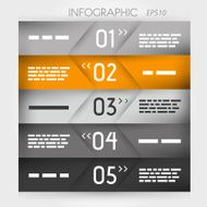 orange infographic five oblique options in middle