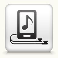 Square Button with Music Player and Headphones