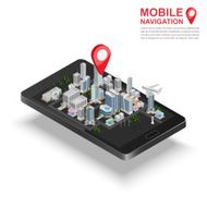 3d isometric mobile GPS navigation concept vector