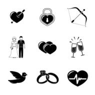 Set of Love Amour icons - heart with arrow two