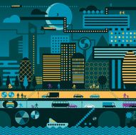 Future city in night