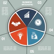 Infographic Pie chart template five positions