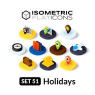 Isometric flat icons set 51