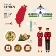 Taiwan Flat Icons Design Travel Concept Vector