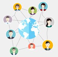 Social Media Circles global people communication Business flat
