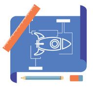 Blueprint with spaceship