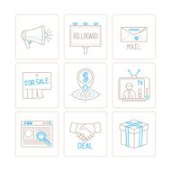 Set of vector business or marketing icons and concepts