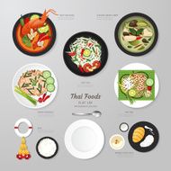 Infographic Thai foods business flat lay idea Vector illustrati