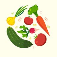 Healthy food vegetables cellulose vitamins Vector illustration